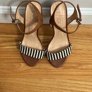 Sole Society Tan and Black Striped Sandals